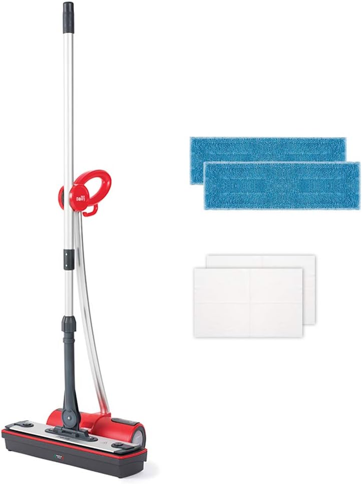 Polti Moppy - Steam Cleaner Without Cables for All Types of Floors and Washable Vertical Surfaces Without kit red