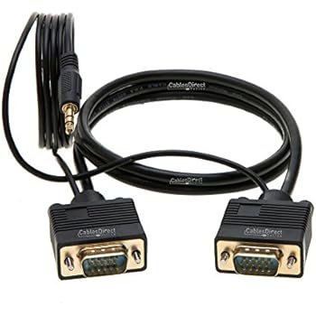 Cables Direct Online 15FT SVGA + Audio Monitor Cable, Male to Male 1080P Super VGA Display Cord for PC Projector Laptop TV
