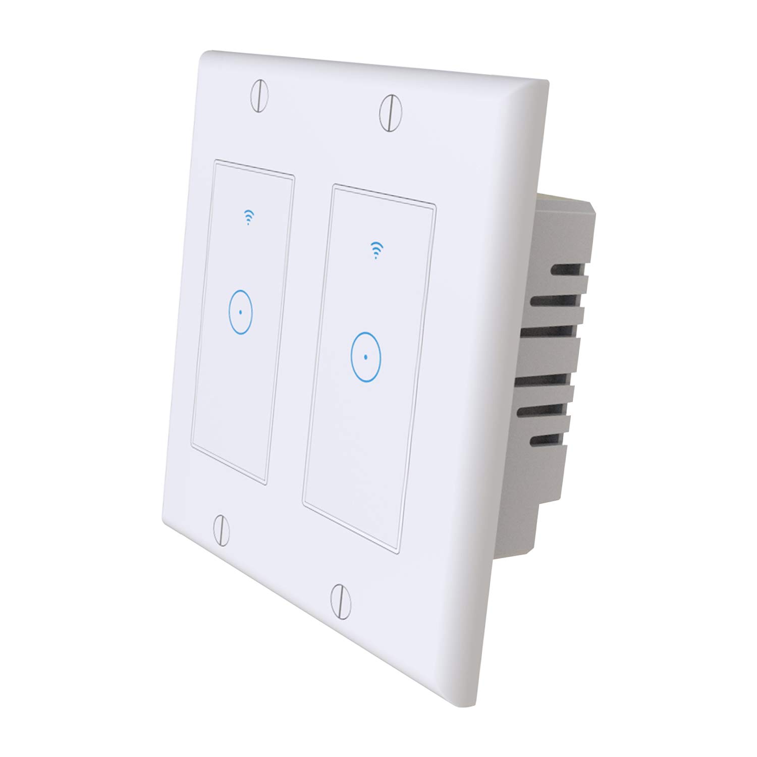 Sloson Smart Light Switch with Remote Control and Timer, 2.4Ghz Smart Switch 2 Gang Works with Alexa, Google Home and IFTTT, Needs Neutral Wire, No Hub Required, White