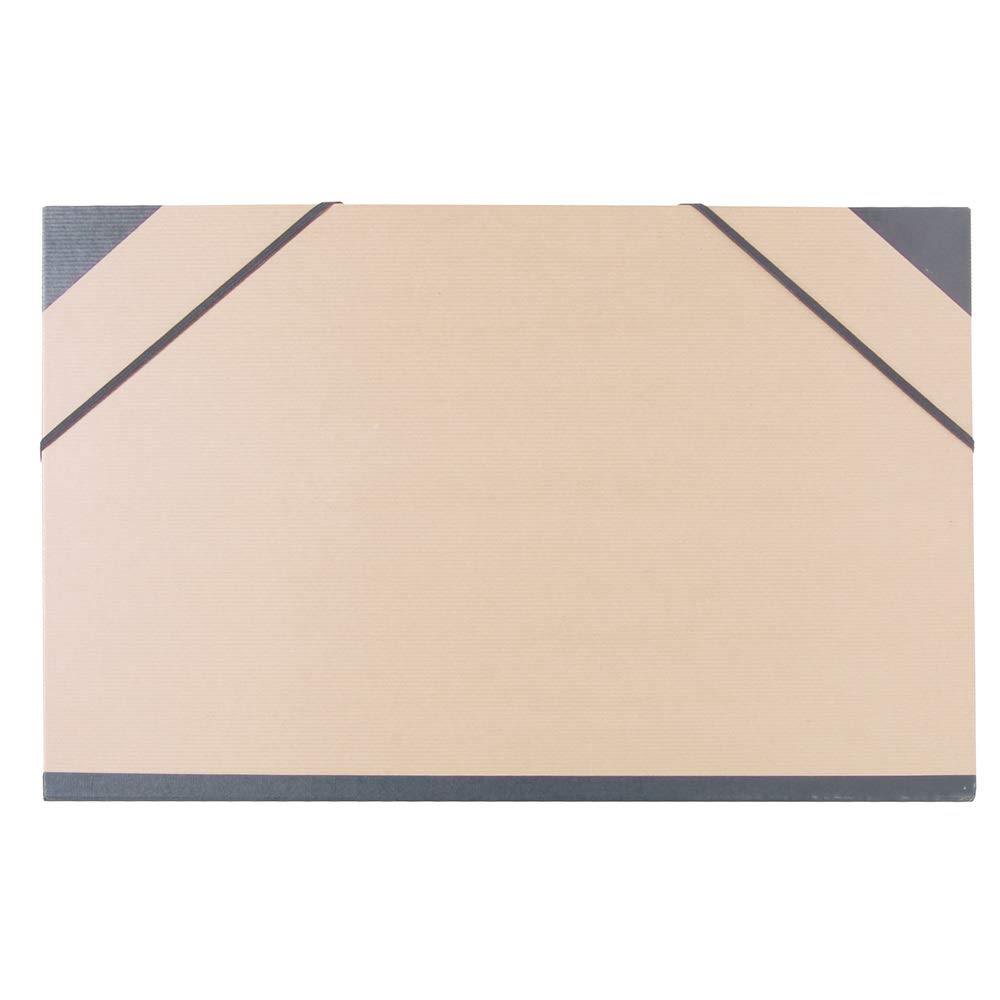 Clairefontaine - Ref 44100C - Kraft Art Folder - A3+ Size, Elastic Straps Closure, White Paper Lining, Acid Free - Suitable for Transporting Artwork - Brown