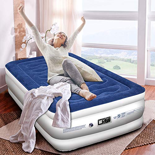 Kasonic Air Mattress Twin Size, Inflatable Airbed with Free Fitted Sheet & Carry Bag; Height 18''; Built-in ETL Listed Electric Pump Raised Air Bed; Easy Setup for Home Use/Office Relax/Camping