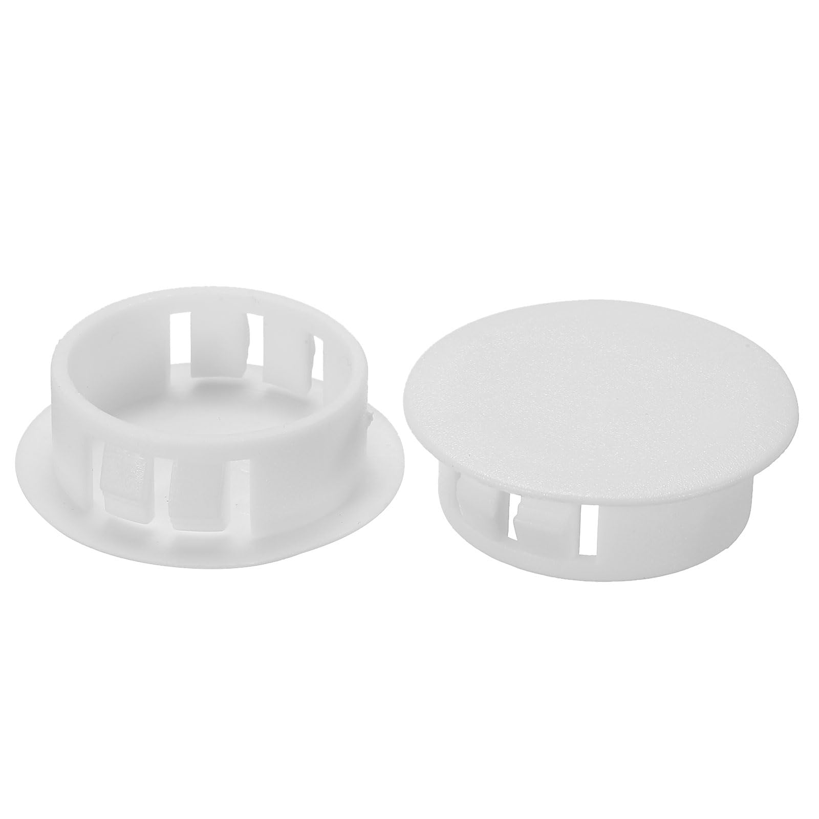 PATIKIL 28mm (1.1") Plastic Hole Plugs, 20Pcs Flush Type Round Hole Plugs Cover Snap in Locking Hole Tube for Table Kitchen Cabinet Furniture, White