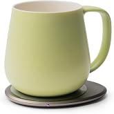 Ui+ Self-Heating Mug Set &ndash; Verde Green | 18 fl oz / 532 mL Ceramic Coffee &amp; Tea Mug Set with Heating Pad
