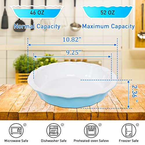 Vumdua Pie Pan 10.8 Inches Ceramic Pie Dish with Ruffled Edge Deep
