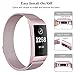 SWEES Metal Bands Compatible Fitbit Charge 3 and Charge 3 SE, Milanese Stainless Steel Magnetic Small (5.5