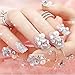 Dongcrystal 24Pcs 3D Bling Nail Art Jewelry Glitter Rhinestone Pearl Decor Nail Tips Fake Nails