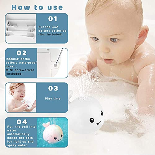 Baby Bath Toys, Whale Automatic Spray Water Bath Toy, Light Up Bathtub