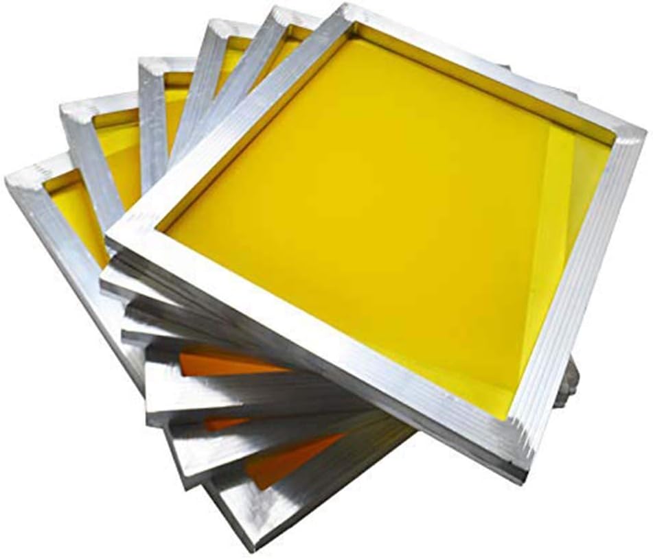 INTSUPERMAI 6pc 20inch x24inch Aluminum Silk Screen Frame with 230 Mesh Yellow Pre-Stretched Silk Screen Printing Frame