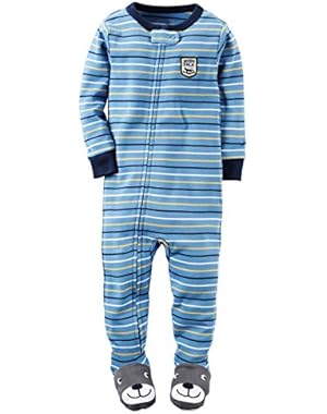 Carter's Baby Boys' Snug Fit Cotton Footie Pajamas (2T, Blue Stripe