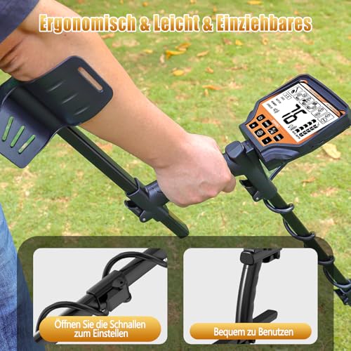 Type-C: OMMO Metal Detector for Adults, Rechargeable Metal Detector Professional Set, 6 Modes, 70-125 cm Adjustable Handle, IP68 10 Inch Waterproof Coil, High Accuracy, Outdoor Metal Detector
