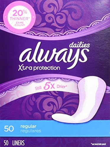 Always Xtra Protection Regular Daily Liners, 50 Count