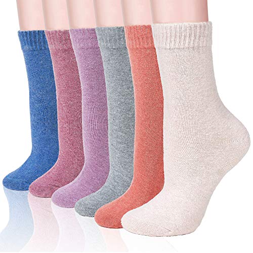 Luxina Womens Winter Warm Wool Socks 6 Pairs Casual Cute Cozy Crew