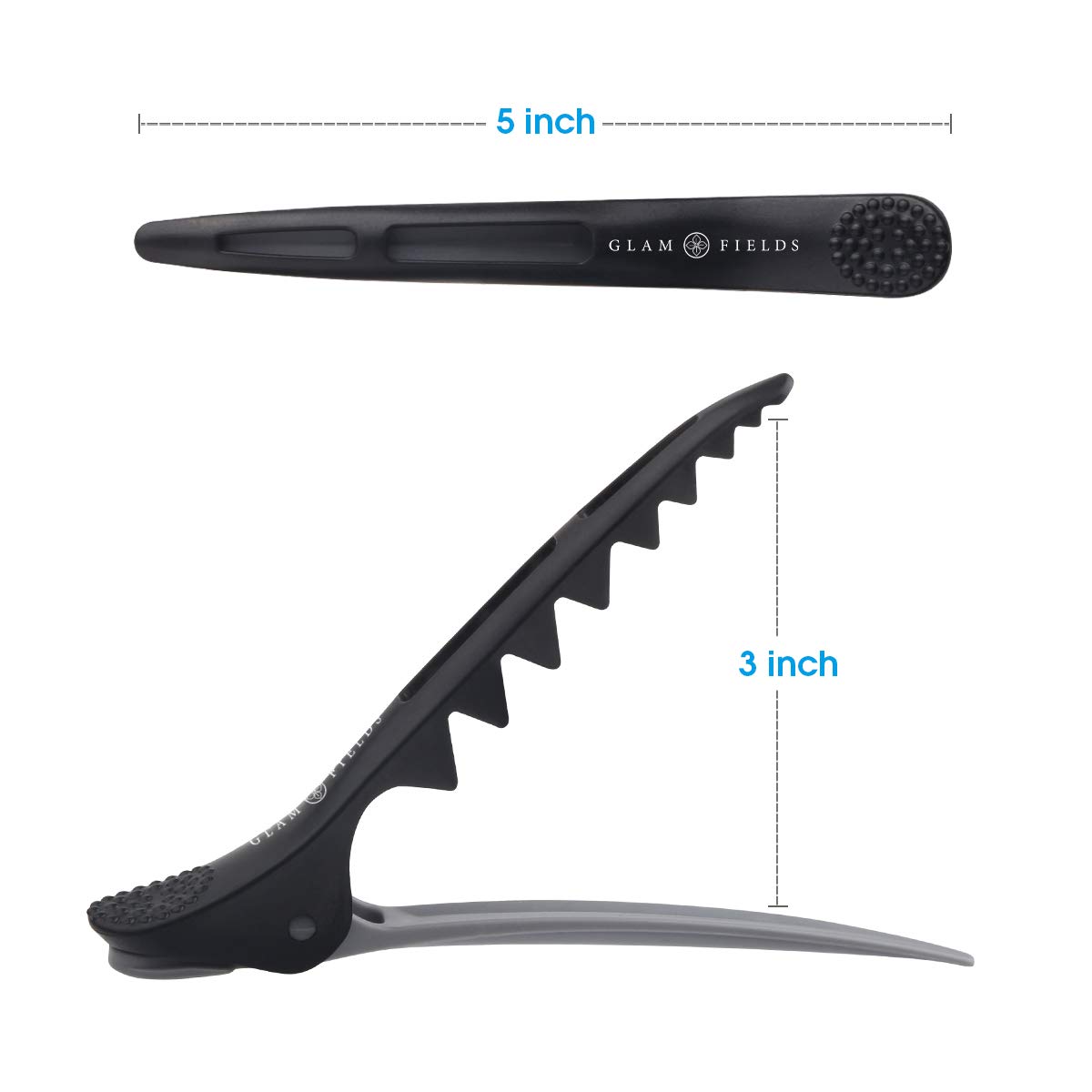 GLAMFIELDS 6 Pack Professional Plastic Shark Hair Clips for Styling and Sectioning - Durable Shark Hair Clip with Non-slip grip & Wide Big Teeth for Easy Styling Thick/Thin : Beauty