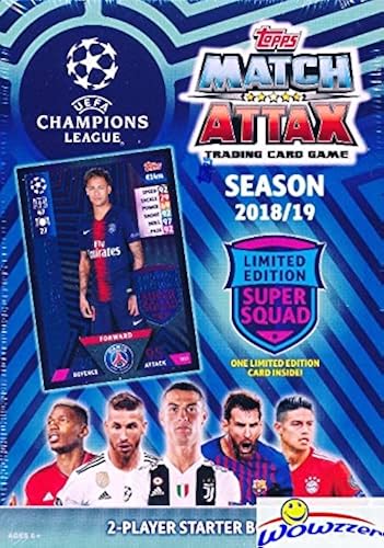 2018/2019 Topps Match Attax Champions League Soccer Starter Box with 39  Cards Including EXCLUSIVE Super Squad Limited Edition NEYMAR JR Card & 2  Goalkeeper Cards! PLUS Game Mat & Rules! WOWZZER in