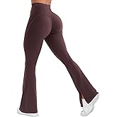 VOYJOY Womens Split Hem Legging Workout High Waist Mini Flared Leggings Casual Workout Gym Yoga Pants