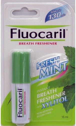 3 Packs of Fluocaril Instant Breath Freshener Mouth Spray Fresh Mint w/ Xylitol Sugar Free 15ml. Low Price