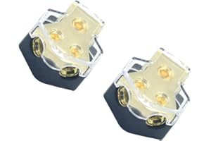ZOOKOTO 0/2/4 Gauge in 4/8/10 Gauge Out Amp Power Distribution Block Car Audio Splitter 2 Way Outputs Power Distributor Block Fuse Holder 2Pcs