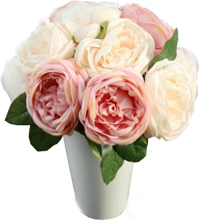 LtrottedJ Artificial Rose Silk Flowers ,5 Flower Head Leaf Garden Decor DIY