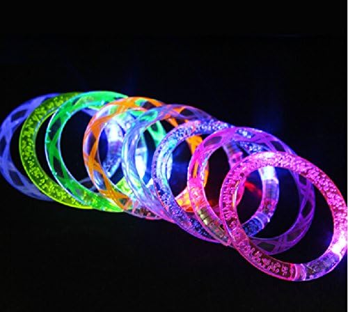 6 Pcs Light Up Acrylic Bracelets Wristbands LED Flashing Rave Glow EDC Plastic New