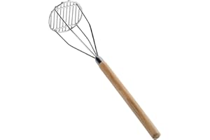 OCS Parts Pro Chef Series 24-Inch Round Potato Masher with Wood Handle | Heavy Duty Chrome Plated Food and Potato Masher for Home and Commercial Kitchens