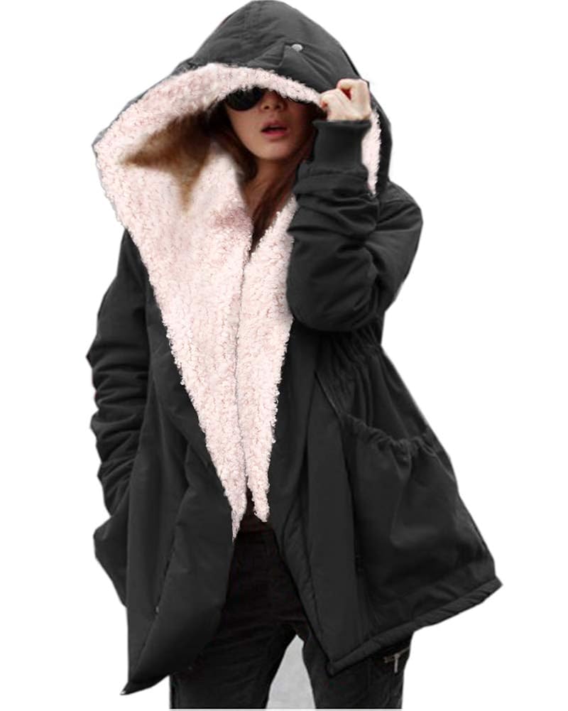 faux fur hooded coat plus size