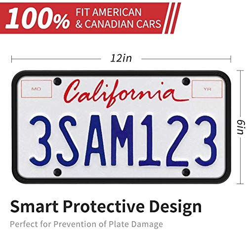 Aujen Silicone License Plate Frame, 2 PCS License Plate Holder, Universal American Auto Black License Plate Frame Rust-Proof, Rattle-Proof, Weather-Proof - Thumbnail 4
