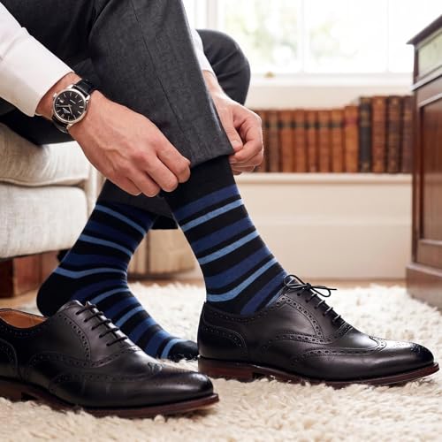 PUTUO Calcetines Hombre de Viscosa de Bambú: Calcetin Sin Costuras para Hombre – Transpirables & Puño Cómodo para Oficina y Uso Diario 3 Pares