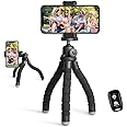 UBeesize Phone Tripod, Portable and Flexible Tripod with Wireless Remote and Universal Clip, Compatible with All Cell Phones/
