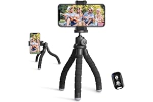 UBeesize Phone Tripod, Portable and Flexible Tripod with Wireless Remote and Universal Clip, Compatible with All Cell Phones/