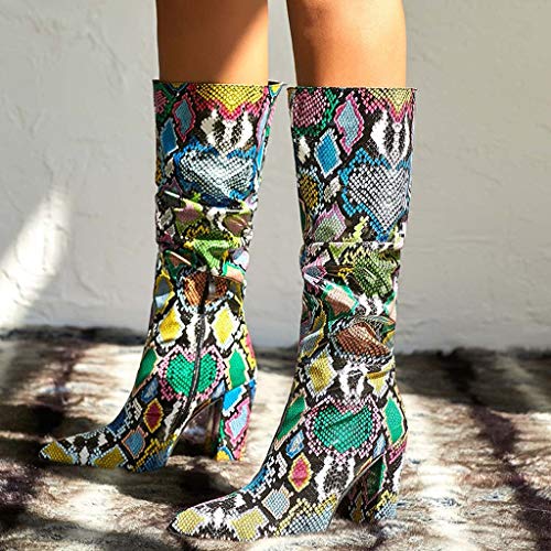 51gOP1sh6yL routinfly - Botas de Mujer con tacón Grueso y tacón Alto, de Piel de Serpiente, con Cremallera en la Punta, Zapatos… routinfly - Botas de Mujer con tacón Grueso y tacón Alto, de Piel de Serpiente, con Cremallera en la Punta, Zapatos… - Imagen 5