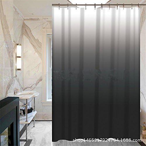 Shower Curtain Liner Fabric Mildew Resistant Shower Curtain Black Ombre Waffle Weave Design - 72x72 Inches - Waterproof Non Toxic and Odorless ( 12 Pieces Hooks Included ) by PAIPIE