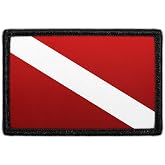 Diver Down Flag Hook &amp; Loop Patch - 2x3 in - Pull Patch | Removable morale Patch, merrow edge border, low profile, polyester, washable, hook-backed, for hats, jeans, vests