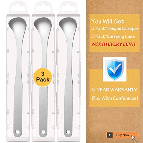 Tongue Scraper, Tongue Cleaner 3 Pack 100% Useful Surgical Stainless Steel Tongue Scraper for Family, Adults, Kids - Refresh Breath, Enjoy Better Living - with 3 Pack Travel Carrying Case - Thumbnail 6
