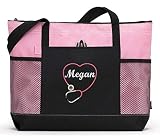 Personalized Nurse, CNA, RN, LPN Embroidered Tote Bag with Mesh Pockets