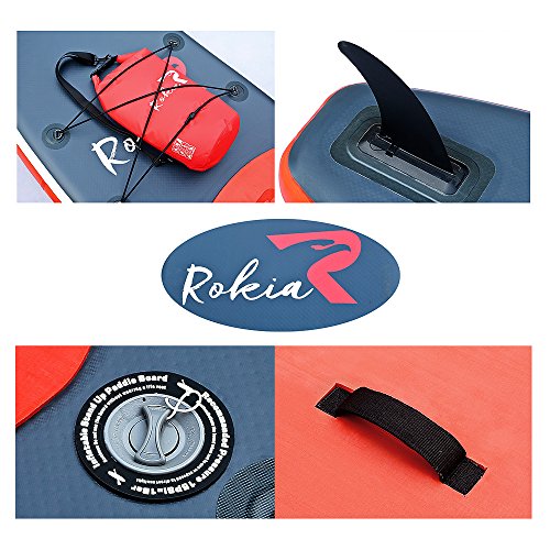 Rokia R Inflatable Stand Up Paddleboard 11 Feet (6 Inches Thick) Premium SUP for All Skill Levels, Orange