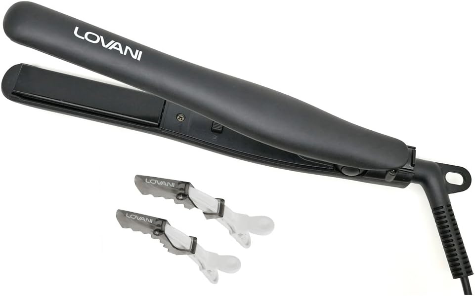 Mini Portable Flat Iron Tourmaline Ceramic Dual Voltage Travel Iron For Worldwide Use LED Indicator LOVANI Hair Straightener (Pattern 1)