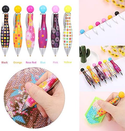 way2top 6 Items Diamond Portray Level Drill Pen, Bowling Form Crafts Stitching Cute Diamond Portray Instruments and Diamond Portray Pen for Adults or Youngsters