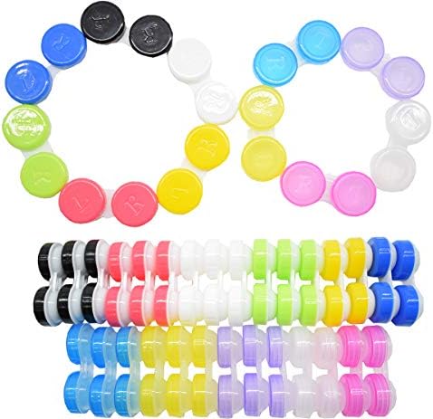 Liuer 40PCS Contact Lens Cases Kits Portable Glasses Storage Container Colour Coded L&R Perfect for Home Travel Suitable for Men Women