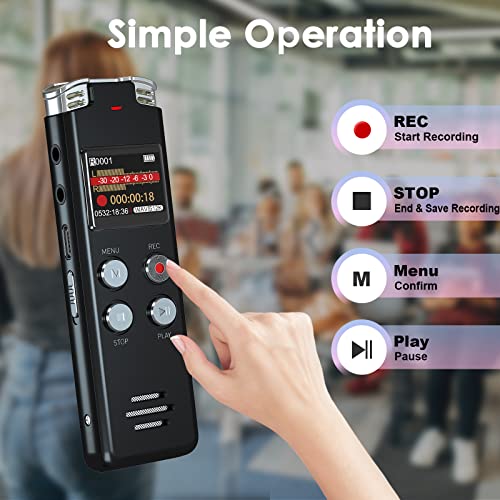 64GB Digital Voice Recorder Voice Activated Recorder with Playback
