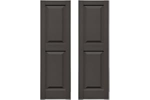 Builders Edge 14.75 in. W x 43 in. H Builders Edge, Standard Two Equal Panels, Raised Panel Shutters, Includes Matching Installation Spikes (Per Pair), 018 - Tuxedo Grey
