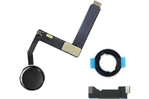 YESUN Home Button Flex Cable Assembly + Home Key Rubber Gasket and Spacer Holder for iPad Pro 9.7" A1673 A1674 A1675 (Black)