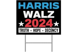Kqinustyu Harris Walz 2024 Yard Sign, Kamala Harris Tim Walz Waltz for President Vote Lawn Sign with Metal H Stake,Truth Hope Decency Double Sided Harris President Garden Sign for Outdoor