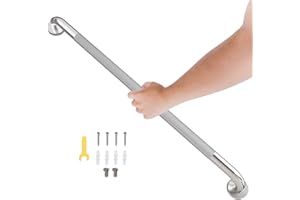 BMOYTU 36 Inch Shower Grab Bar, Bathroom Grab Bar Handle with Anti-Slip Knurled Grip, Stainless Steel Bath Balance Bar, 1.25" Diameter Bath Safety Bar Support for Seniors Elderly Pregnant, Polishes Chrome