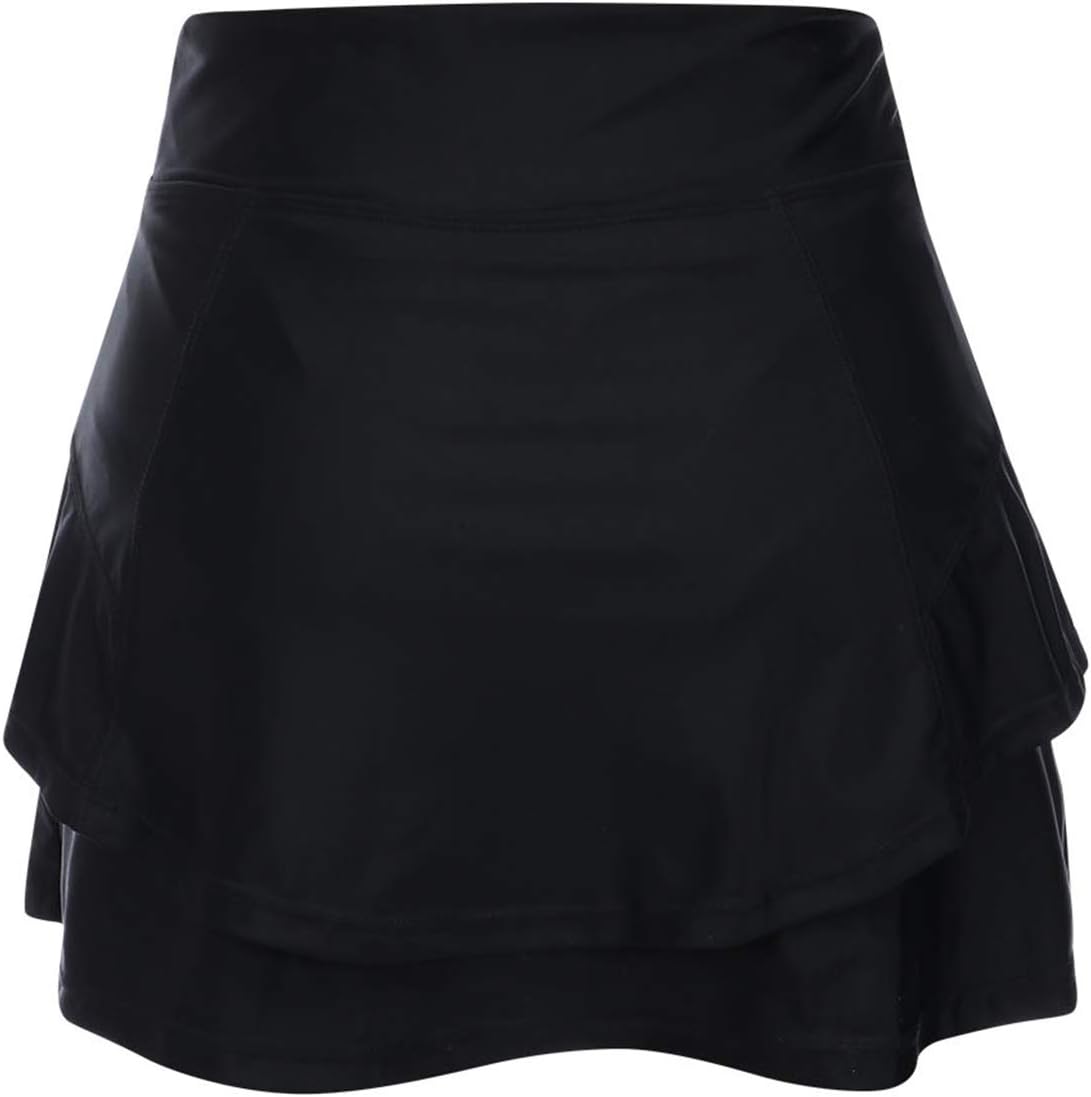 Womens Swim Skirt High Waist Layered Tankini Bikini Bottoms with Briefs
