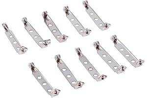 50Pcs Bar Pins, 32mm Silver Tone Pin Brooch Lock Flat Back Safety Locking Clasps Catch Rolling DIY Craft Fasteners Secure for