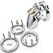 REDQIN Metal Steel Chasti-ty Devices Male Briefs Anti-Off with 3 Rings (Silver)