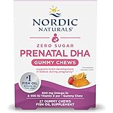 Nordic Naturals Zero Sugar DHA Prenatal Vitamin Gummies, Strawberry Orange Flavor - 27 Gummies - Supplements for Pregnancy - 600 mg Omega-3 Fish Oil and 400 IU Vitamin D3-27 Servings