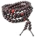 KONOV Mens Womens Wood Bracelet, 8mm Tibetan Buddhist Sandalwood Beads Prayer Mala Necklace, Red