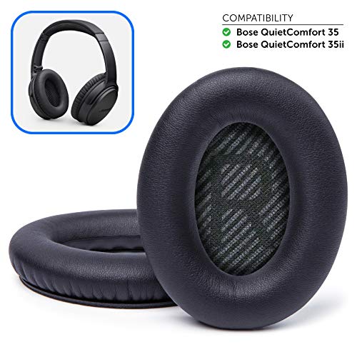 Premium Bose QC35 Headphones Replacement Ear Pads Made by Wicked Cushions - Memory Foam Adapts to Your Ears - Fits QuietComfort 35 & 35ii and SoundTrue & SoundLink 1&2 Around-Ear Headphones | Black