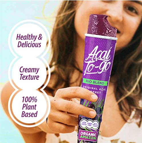 Acai To-Go Berry Puree Tubes by GlacierBox - Organic, Dairy Free Frozen Sorbet, 24 Count